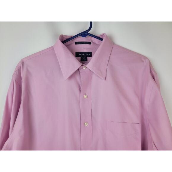 Lands End Men's Pinpoint Oxford Button Up Shirt Pink Purple Sz 17/37 Tall - Picture 2 of 9